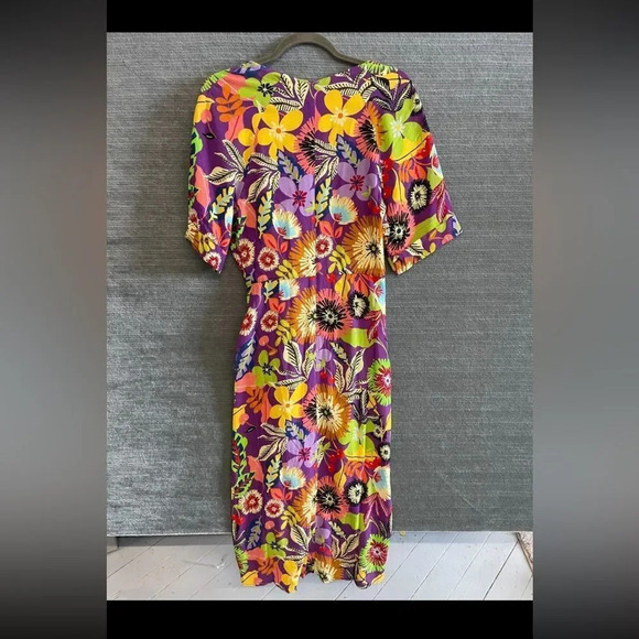 Le Superbe Floral Muse Asymmetric Tie Front Midi Dress NWT Revolve Brand Tropica - Picture 6 of 15